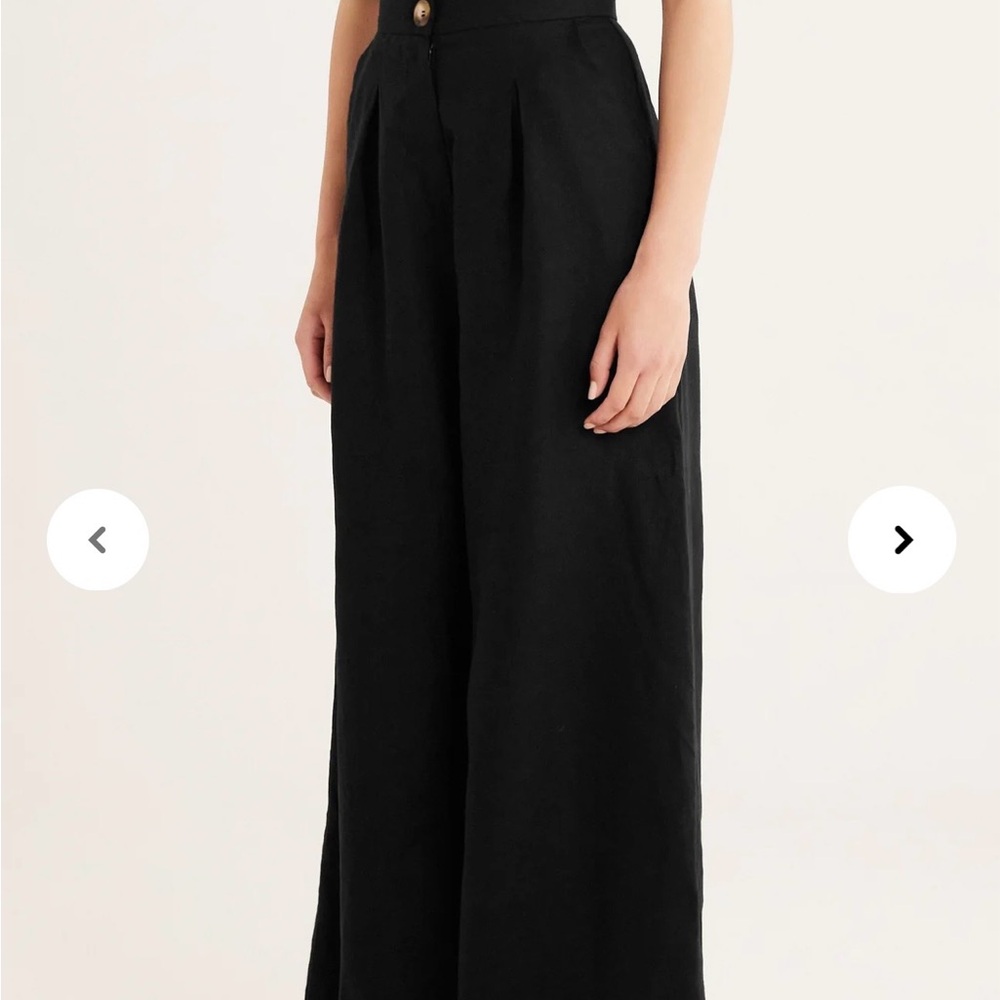 RUMER Luella Black Linen Wide Leg Pants Anthropologie Size L